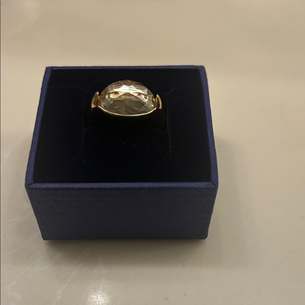 Swarovski Gold-Tone Ring with Clear Crystal